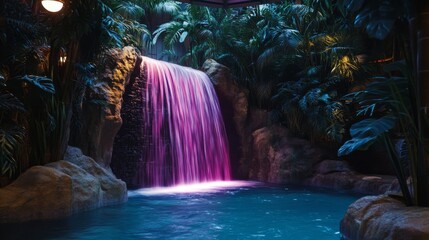 Wall Mural - discover a vibrant hidden oasis with a stunning waterfall. lush greenery surrounds the tranquil wate