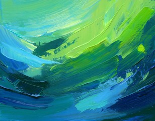 Wall Mural - green blue paint artistic dry brush stroke watercolor acrylic hand painted backdrop for print web design and banners realistic background texture