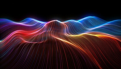 Wall Mural - pulsating abstract digital flow visualized with vibrant colorful waves in a dark void