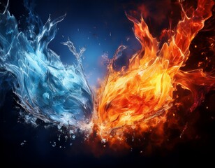 Wall Mural - clash of ice and fire visual metaphor of ice and fire battling symbolizing passion and introspection