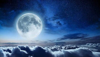 Wall Mural - night sky moon over clouds