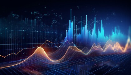 Wall Mural - financial data curve chart financial technology themed big data analysis bar chart background