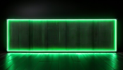 Wall Mural - a rectangular led wall with green lights on a black background