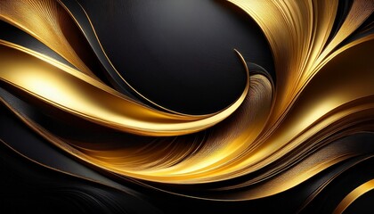 Wall Mural - abstract background with luxurious golden swirl and a sleek black contrast capturing the dynamic int