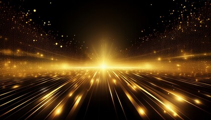 Wall Mural - golden glitter light horizon on black background