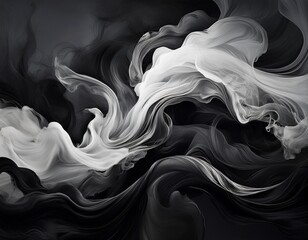 Wall Mural - dramatic black and white smoke swirls create a moody abstract design perfect for backgrounds or artistic projects