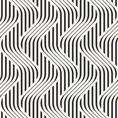Seamless pattern with geometric waves. Endless stylish texture. Ripple monochrome background. Linear weaved grid. Thin interlaced swatch.
