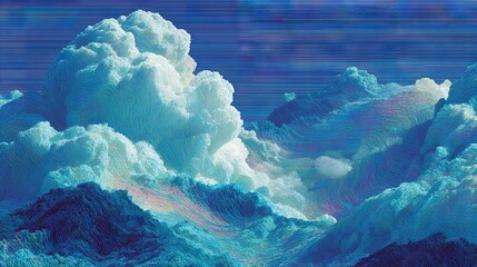 Wall Mural - a cloud-filled sky above a watery landscape with a boat centered