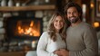 © Artistic Visionary - Couple smiling cozy by a fireplace