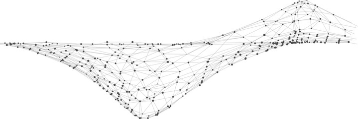Leinwandbilder - Dots connected by lines. Abstract wave. Minimalist mesh. Abstract polygonal shape.