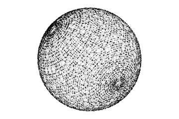 Leinwandbilder - Technology abstract shape. Dots connected by lines. Minimalist mesh sphere. Abstract polygonal shape.