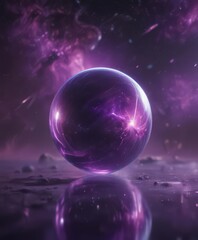 Wall Mural - Shimmering orb floats, swirling purple nebula backdrop  Space scene ,  sky,  power