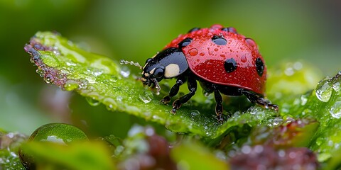 Wall Mural - Ladybug on Leaf