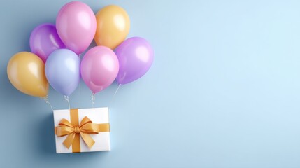 Poster - Celebrate a Special Occasion With Colorful Birthday Balloons and a Beautifully Wrapped Gift Ready for a Joyful Celebration