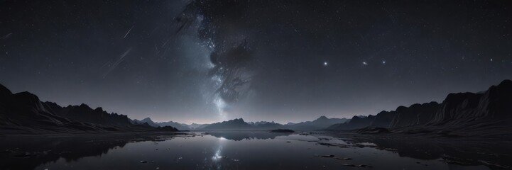Wall Mural - starry expanse, infinite shimmer across obsidian backdrop , nature, cosmic, black