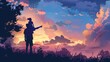 © Elchin Abilov - Daughter on fathers shoulders at sunrise Silhouette for Fathers Day