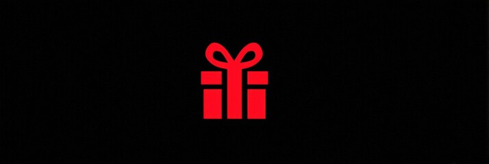 Poster - Gift Icon in Bold Red Color Against a Simple Black Background Creating a Striking Visual Contrast and Festive Spirit for Various Occasions