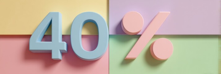 Leinwandbilder - Bold Discount Displayed in Clean Pastel Colors With a Prominent Percentage Number on a Softly Colored Backdrop