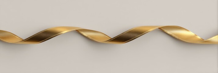 Aufkleber - Elegant Golden Ribbon on a Pale Background Creating a Beautiful Space for a Custom Message or Design