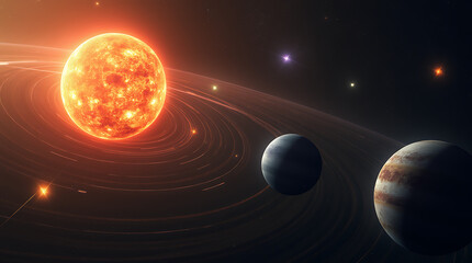 Wall Mural - Captivating solar system with planets and a glowing sun