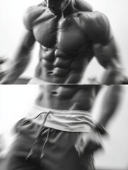 Aufkleber - Dynamic Muscle Flex During Workout Showcasing Strength and Determination in a Gym Setting With Emphasis on Upper Body Movement