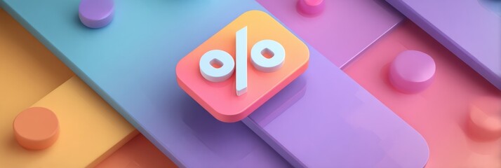 Poster - Diagonal Pop-Up Discount Tab Enhances Glossy User Interface With Vibrant Colors and Modern Design Elements
