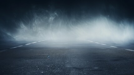 Wall Mural - outdoor blurry asphalt with mist mysterious foggy road concept