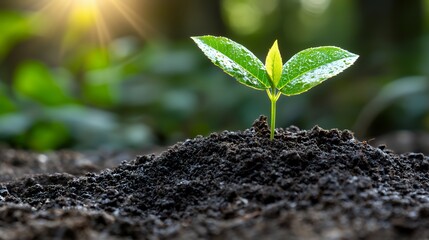 Wall Mural - Young Plant Growing in Soil