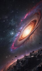 Wall Mural - vast, star-studded galaxy, cosmic dust swirling , night sky, glitter