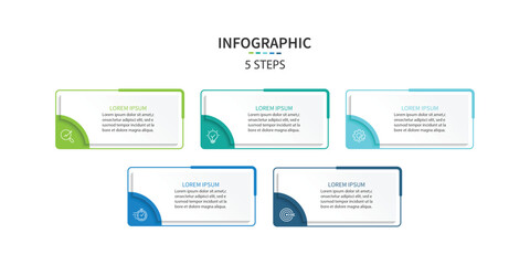 Poster - Infographic labels with icons and 5 options or steps. Suitable for process diagrams, presentations, workflow layouts, banners, flow charts, and infographics.