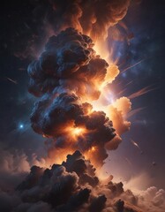 Wall Mural - intricate cosmic dust clouds, vibrant starlight , photo, nightsky
