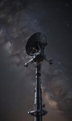 Wall Mural - futuristic satellite antenna against starry backdrop , science, universe, dark