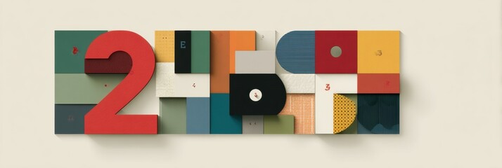 Poster - Geometric Block Shapes Featuring Numbers in a Clean Design to Convey a Modern Message