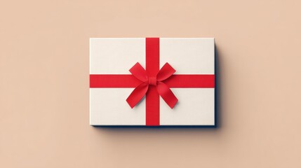 Aufkleber - Gift Box With Red Ribbon on Minimalist Background Perfect for Special Occasions and Celebrations