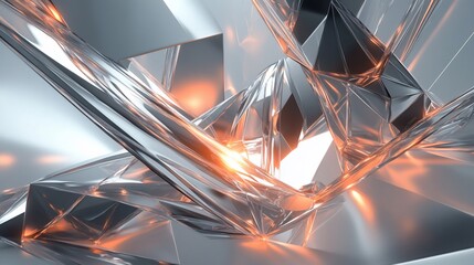 Wall Mural - abstract silver and orange geometric shapes.
