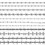 Barbed wire collection silhouette vector. Barbed wire metallic border elements, barb wire set, barb wire icon. Barbed wire fence on the border silhouette illustration