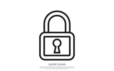 outline padlock with keyhole. security and privacy on transparent background