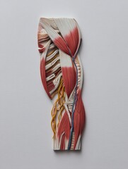 Poster - Detailed Exploded View of Arm Muscle Structure Showcasing Intricate Anatomy on Light Background for Educational Purposes