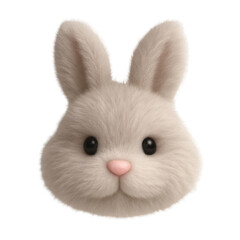 Wall Mural - png cute fluffy bunny face illustration.
