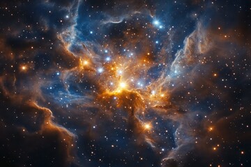 Wall Mural - Vibrant nebula and star cluster in space