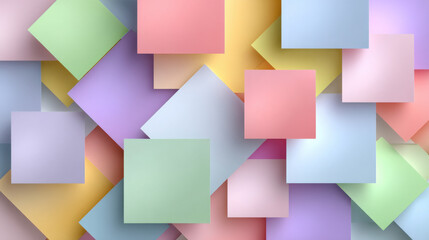 Leinwandbilder - Pastel-colored squares overlap in a dynamic, abstract composition, creating a visually appealing and modern design.  The soft hues and geometric shapes evoke a sense of calmness and so : Generative AI