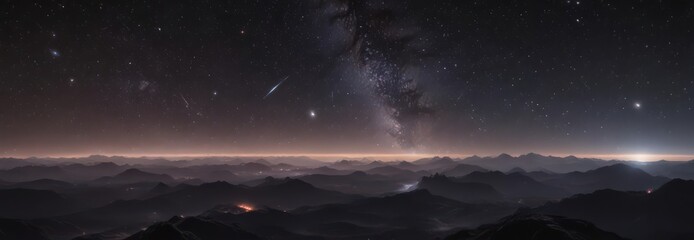 Wall Mural - myriad stars ablaze in the endless black distant galaxies shimmer faintly , star clusters, galaxy