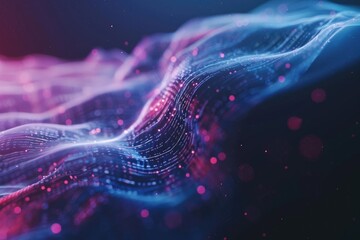 Abstract neon blue cyber binary flowing background