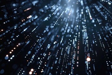 Abstract neon blue cyber binary flowing background