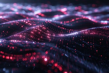 abstract neon blue cyber binary flowing background
