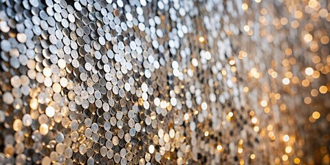 Wall Mural - shimmering metallic discs create a captivating backdrop with warm, glowing highlights, ideal for cel