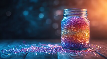 Wall Mural - colorful glitter in a mason jar