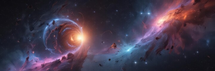 Wall Mural - abstract swirling nebulae, cosmic dust, stars , texture, celestial, map