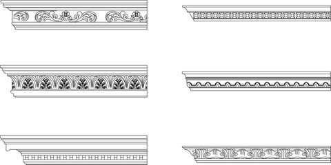 vector illustration sketch drawing design cornice neoclassical style decor 