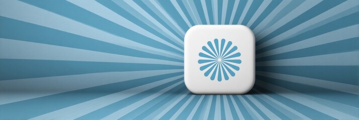 Fototapete - 3D Label Icon Placed in an Abstract Radial Background Creates a Modern and Vibrant Aesthetic Suitable for Various Design Projects